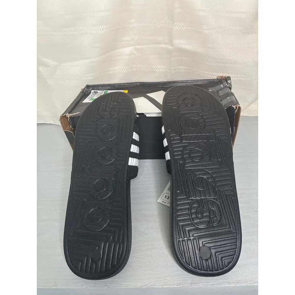 Adidas Adissage Massage Slide Sandals Black White Mens 13/Womens 14